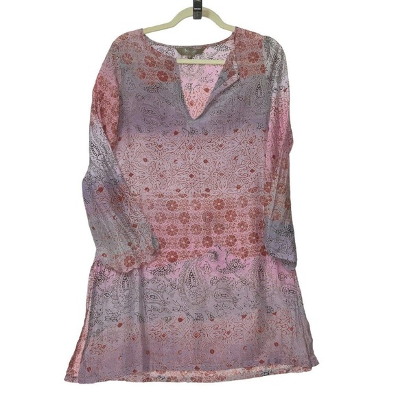 Beach by Flora Bella Silk Cotton Blend Blouse Beach Cover Up Top Size Small - Picture 5 of 7